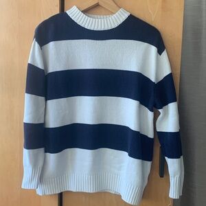 Jessica Simpson Women's Nautical wide Striped Sweater navy white oversized sz S